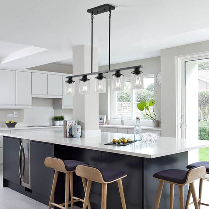 37" 5-Light Matte Black Industrial Chandelier - view 2