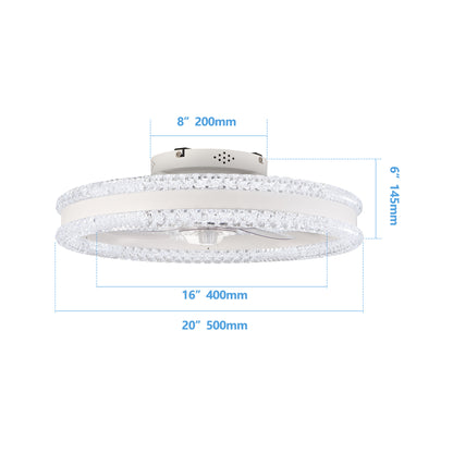 20" White Double Ring Ceiling Fan with Dimmable LED - view 8