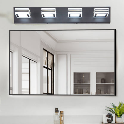26" 4-Light Black LED Vanity Light with Acrylic Shades - view 2