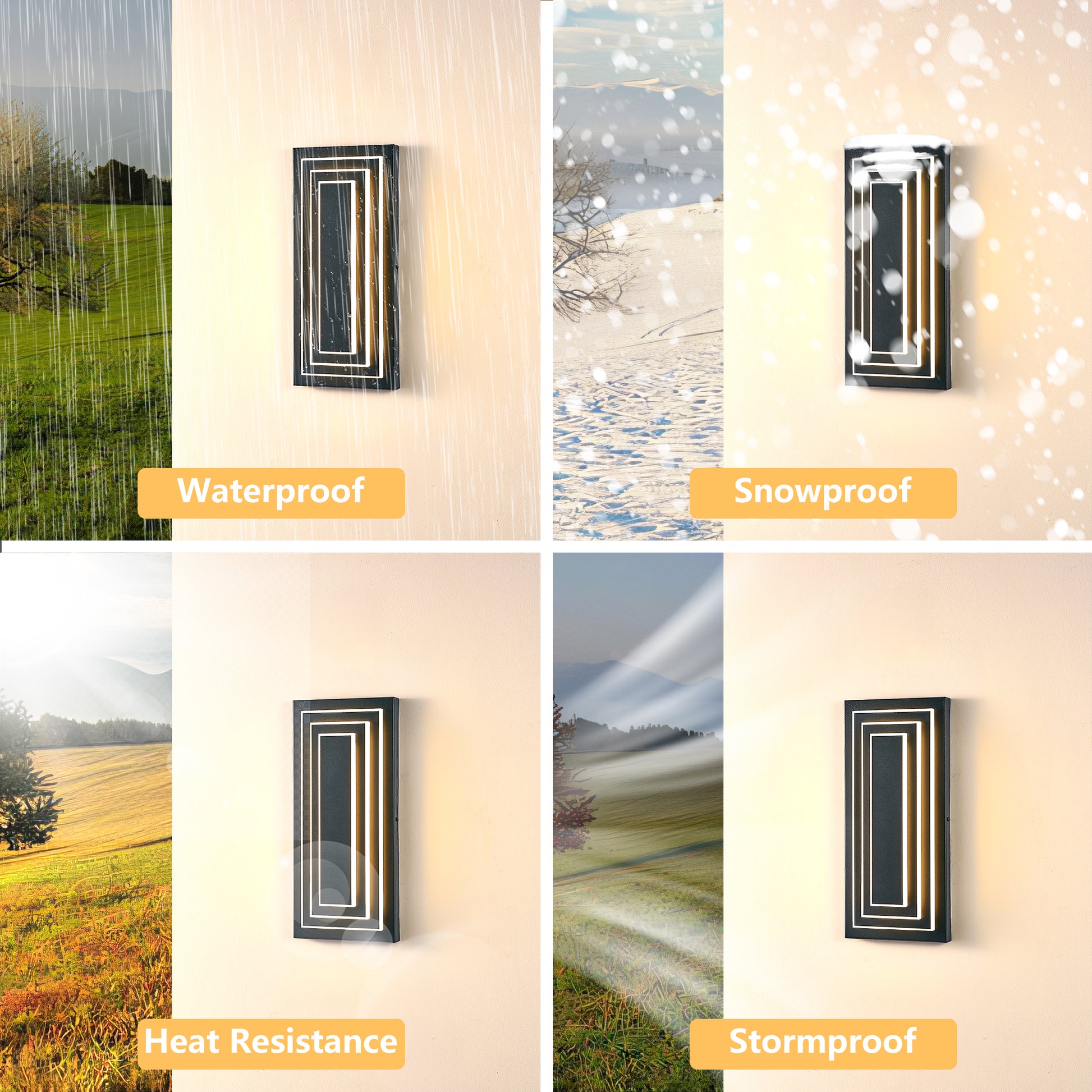 15.7" 3-Tier Black LED Outdoor Wall Light, Set of 2 - view 5