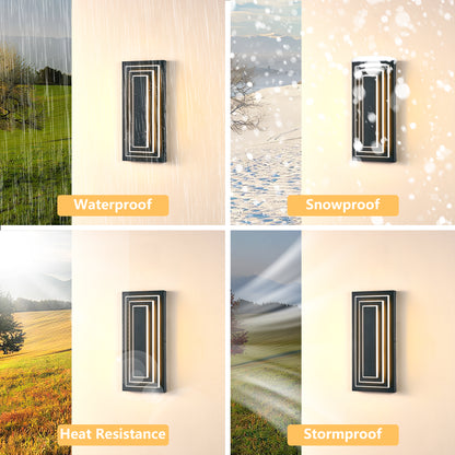 15.7" 3-Tier Black LED Outdoor Wall Light, Set of 2 - view 5