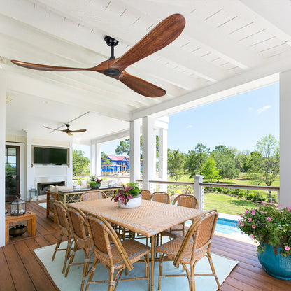 72" Walnut Solid Wood Ceiling Fan with Remote - view 5