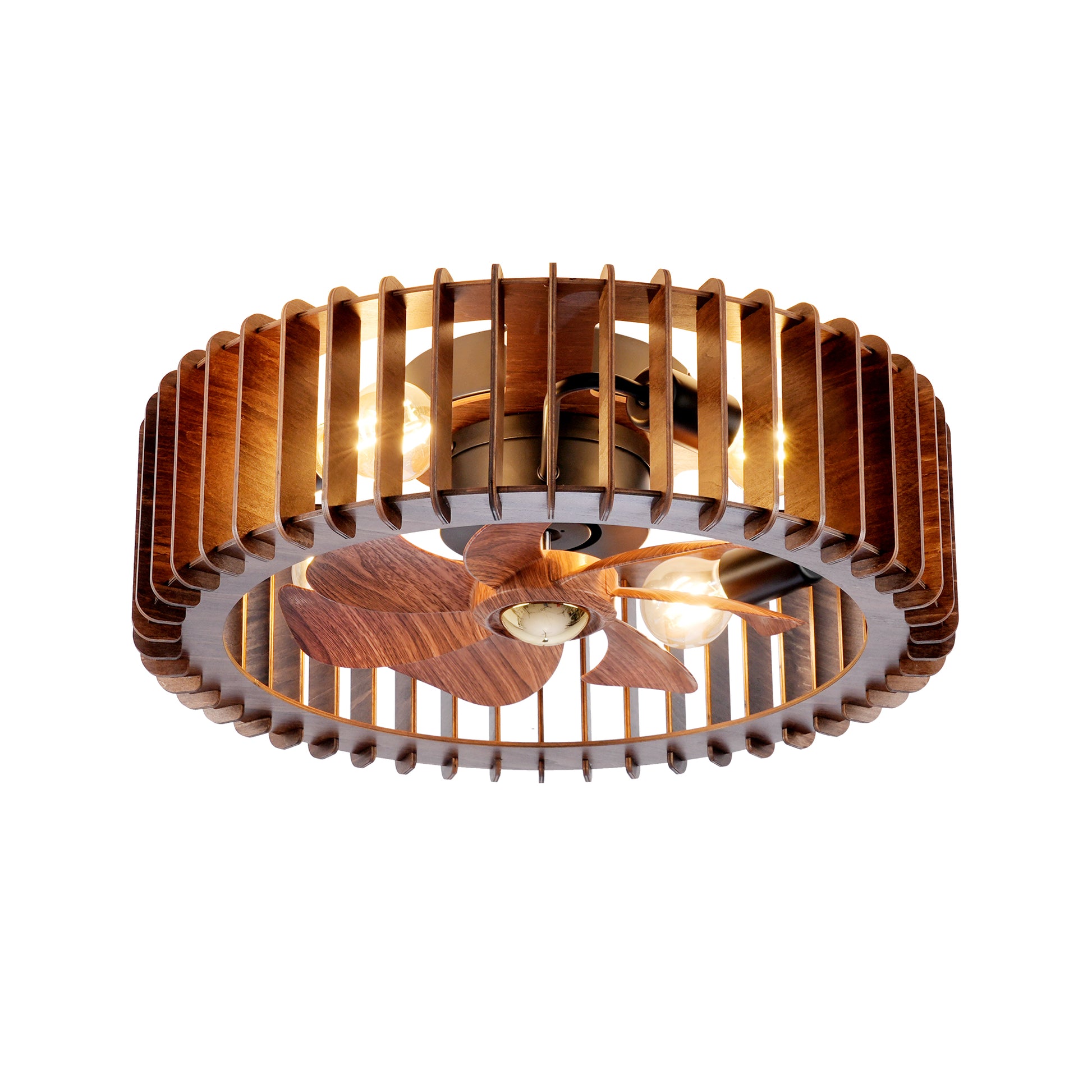 20" Wood Flush Mount Ceiling Fan with Remote
