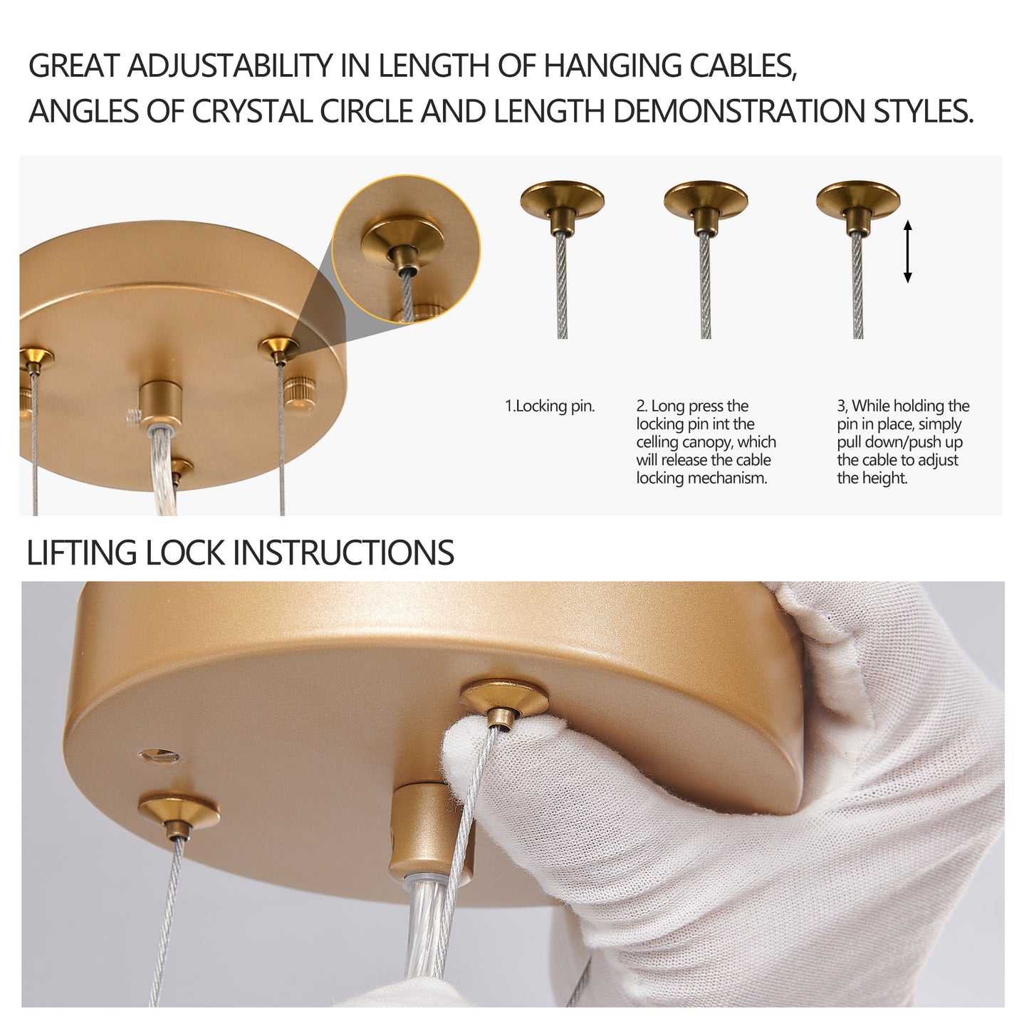 24" Gold Cascading Crystal Pendant Light - view 7