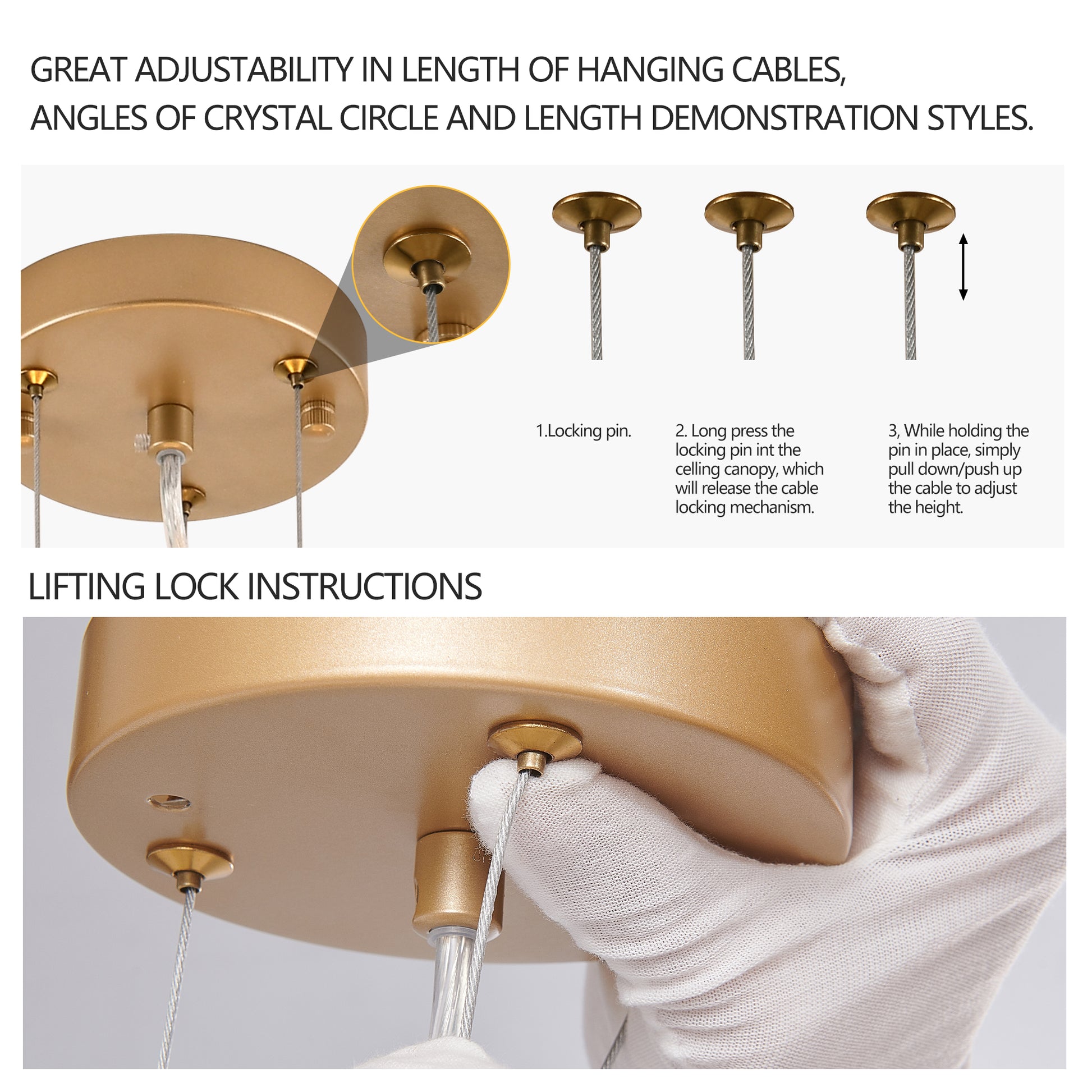 24" Gold Cascading Crystal Pendant Light - view 7