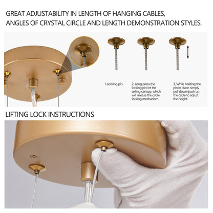 24" Gold Cascading Crystal Pendant Light - view 7