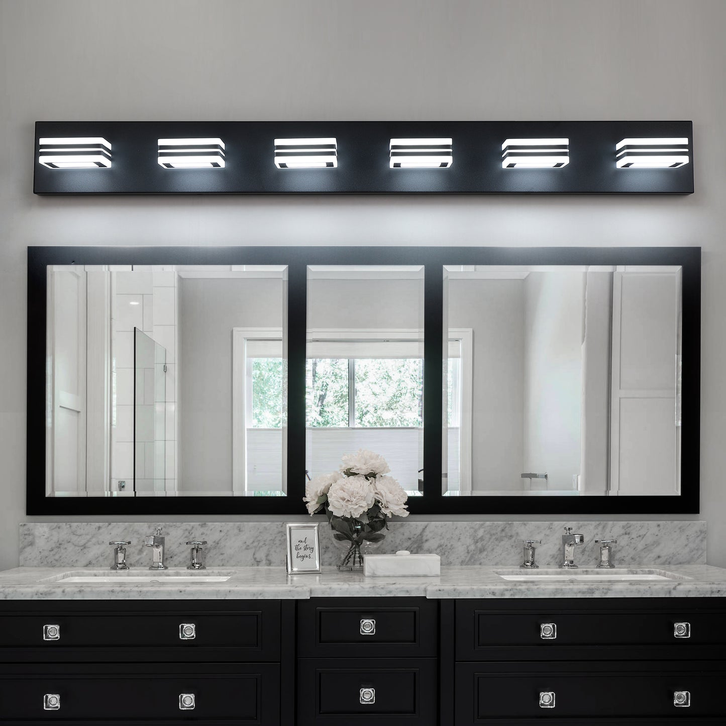 39" 6-Light Black Acrylic LED Vanity Light - view 2