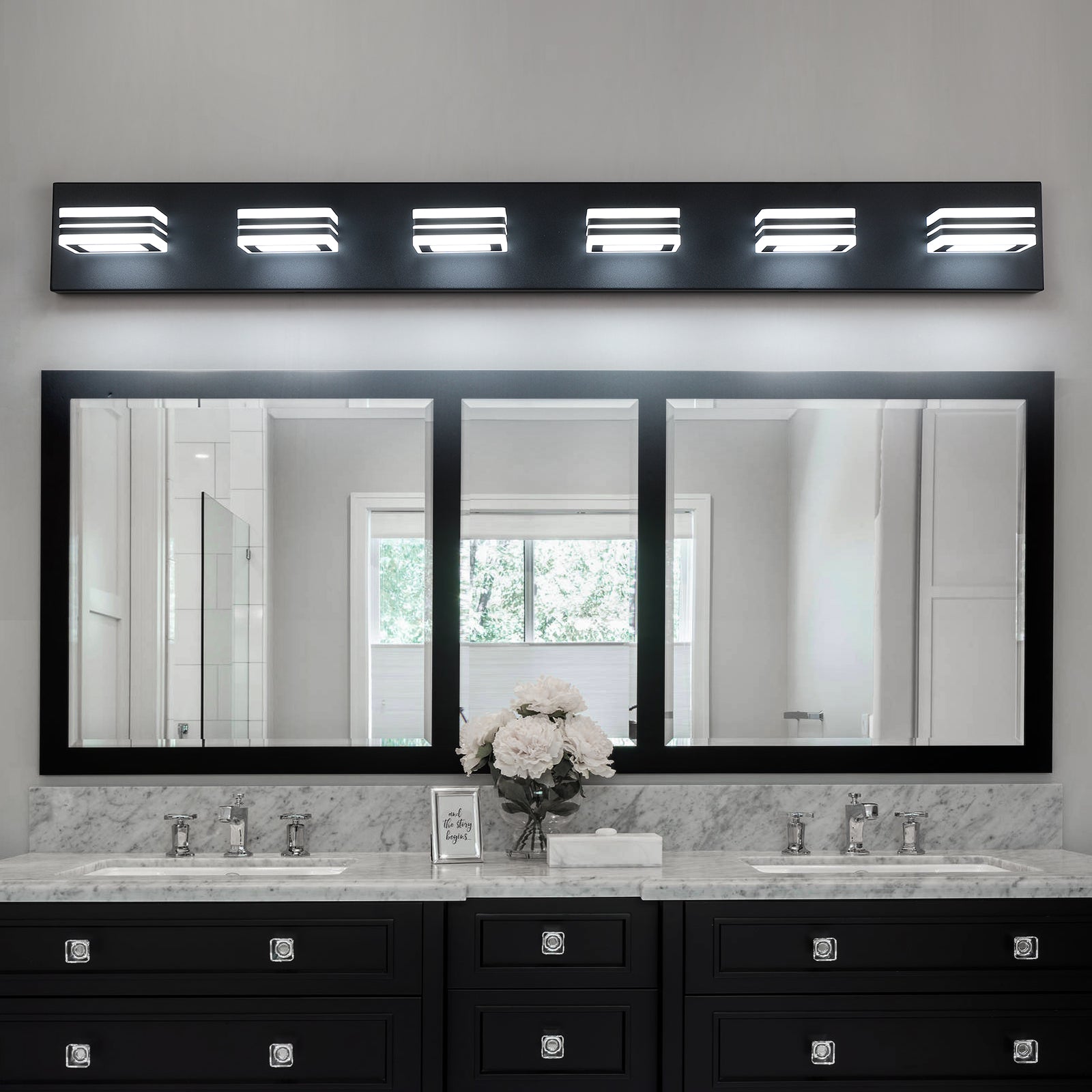 39" 6-Light Black Acrylic LED Vanity Light - view 2