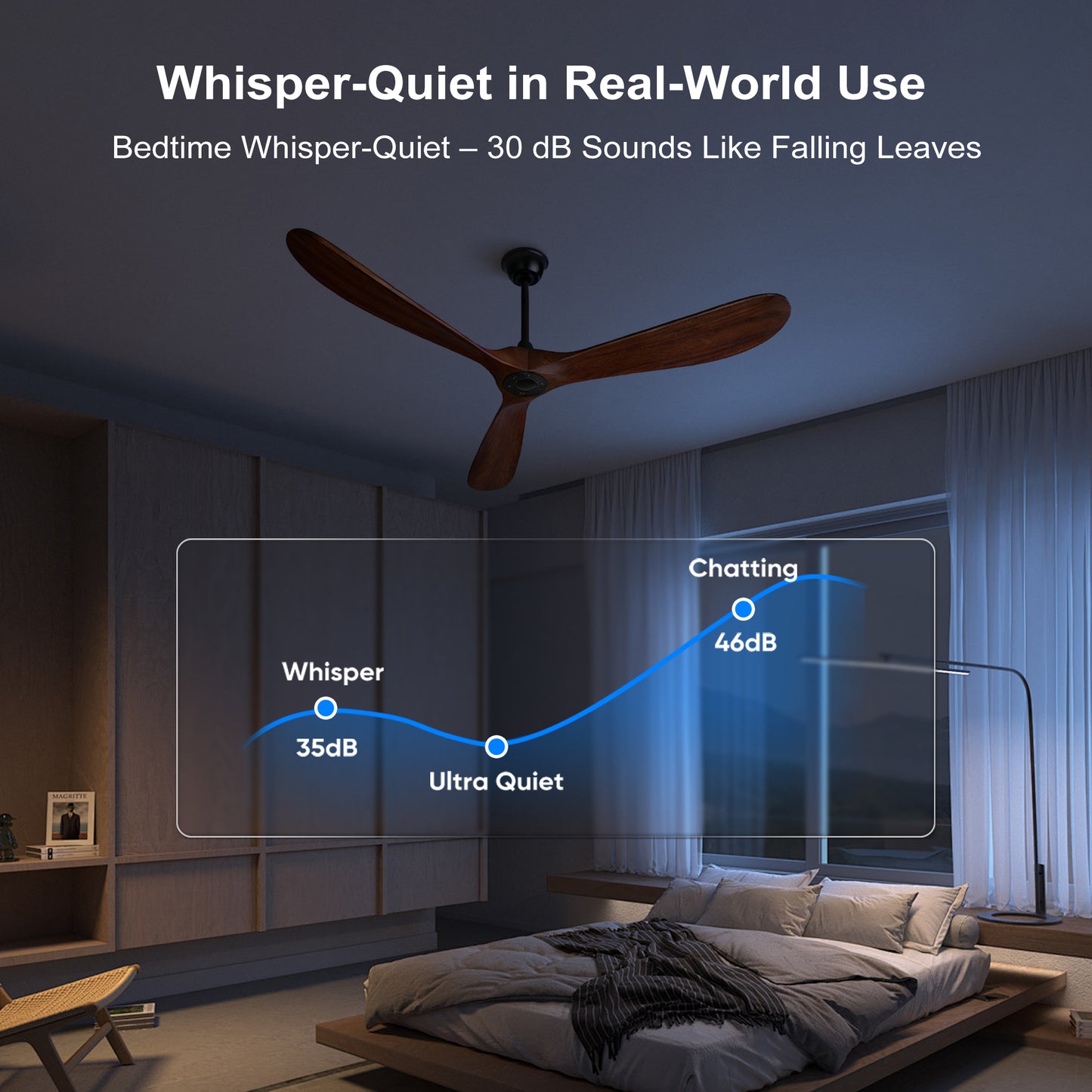 72" Walnut Solid Wood Ceiling Fan with Remote - view 13