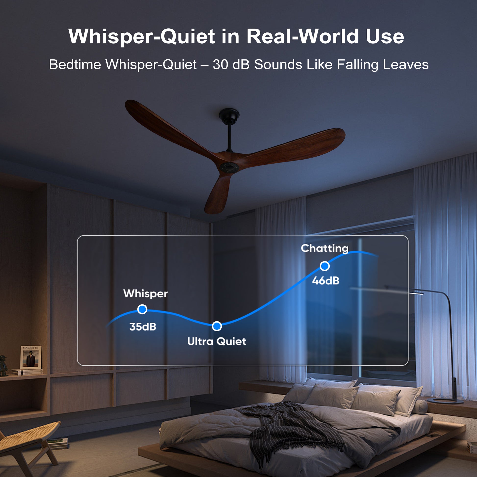 72" Walnut Solid Wood Ceiling Fan with Remote - view 13