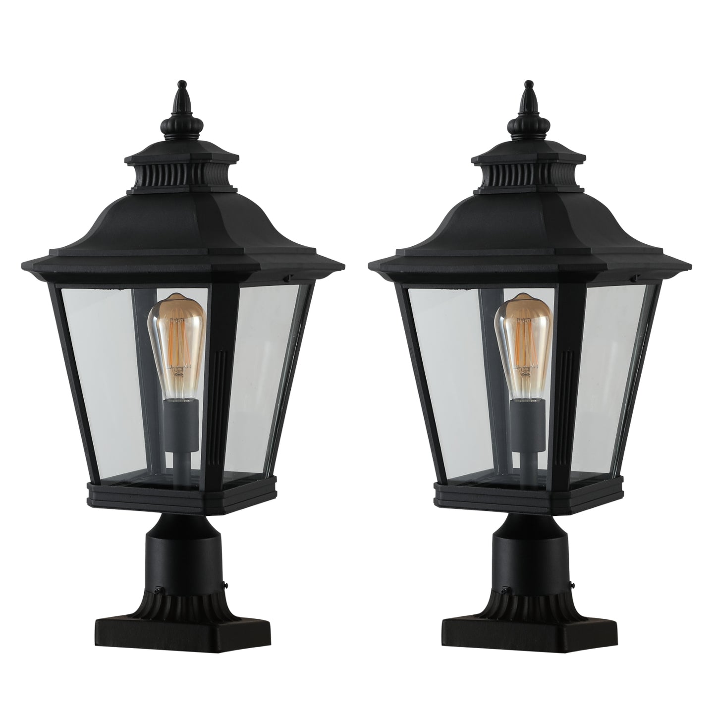 21"H Black Outdoor Post Lantern Light, Set of 2 - view 10