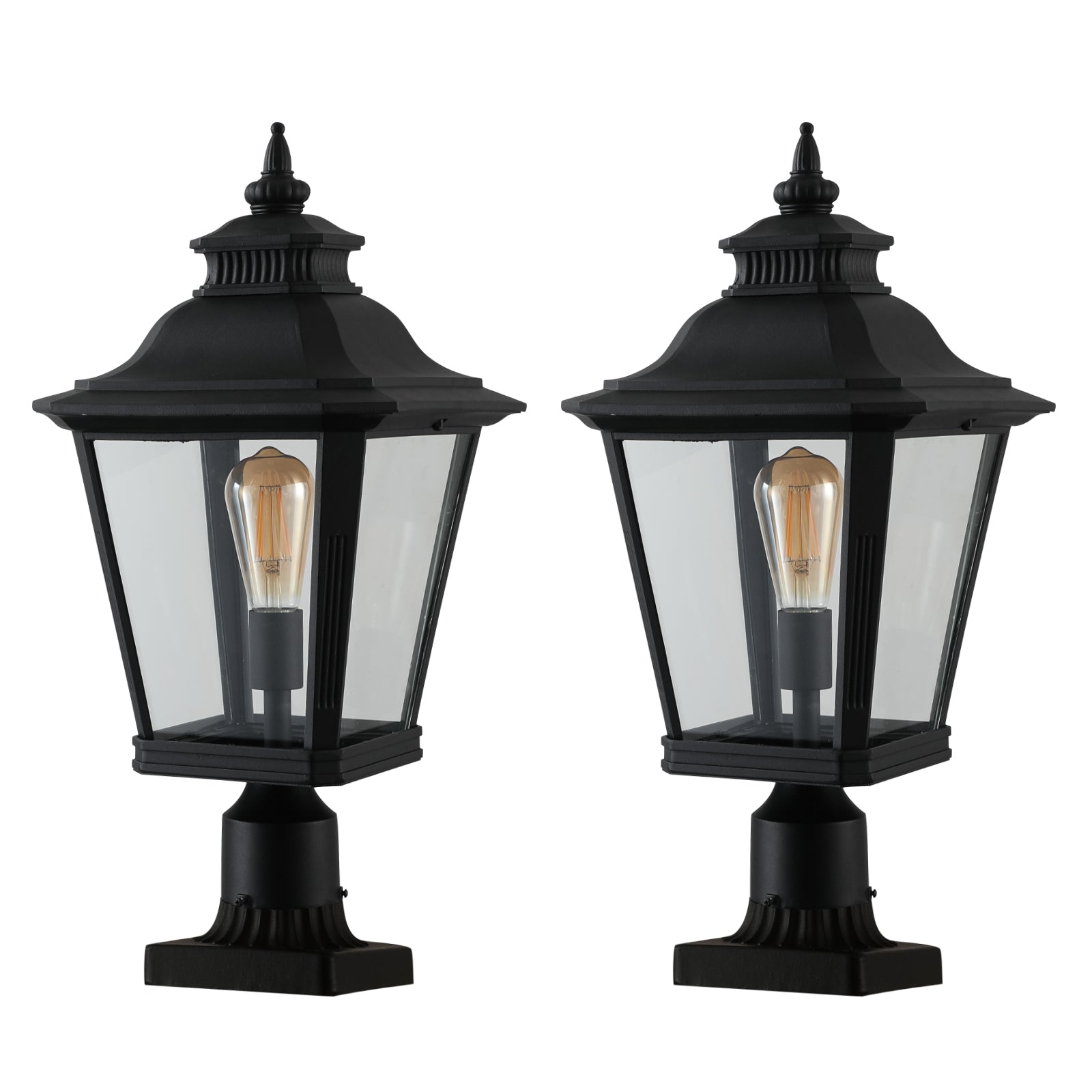 21"H Black Outdoor Post Lantern Light, Set of 2 - view 10