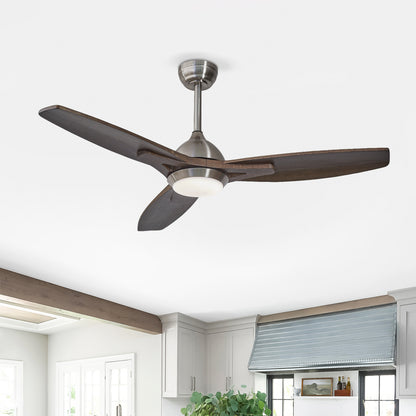 52" Nickel & Wood Reversible Ceiling Fan with Light - view 2