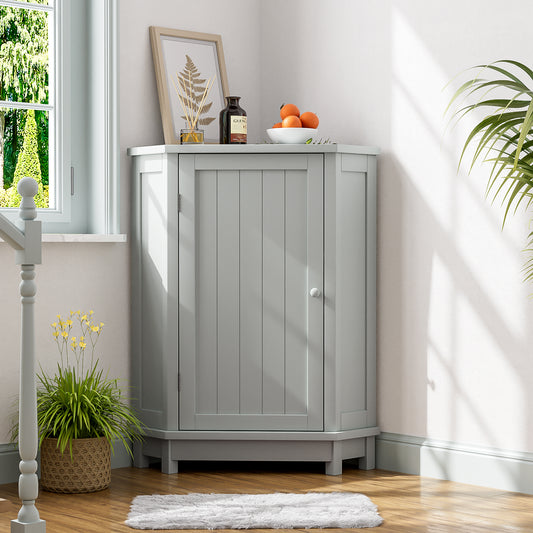 31" Gray Corner Bathroom Cabinet with Adjustable Shelf