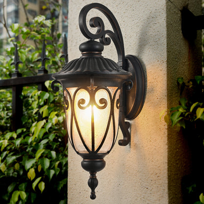 23"H Black Outdoor Wall Lantern with Bubble Glass - view 3