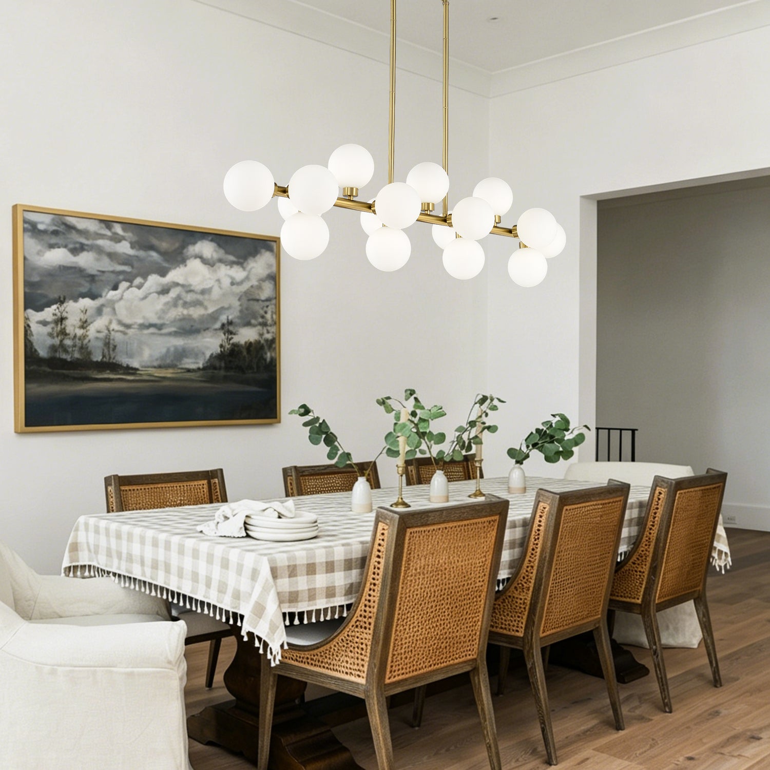 16-Light Gold and Opal Farmhouse Pendant Light
