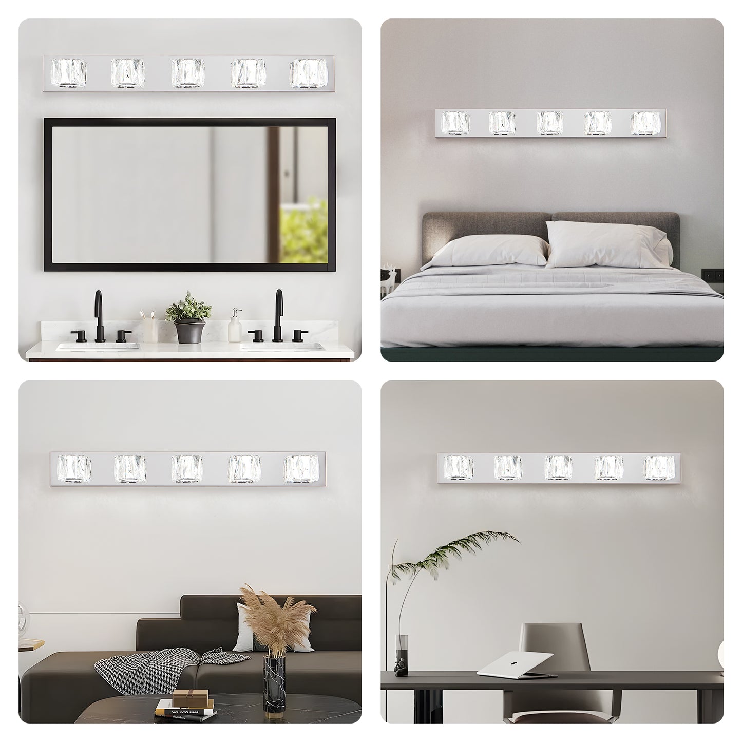 35" 5-Light Chrome Crystal LED Vanity Light - view 5