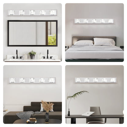 35" 5-Light Chrome Crystal LED Vanity Light - view 5