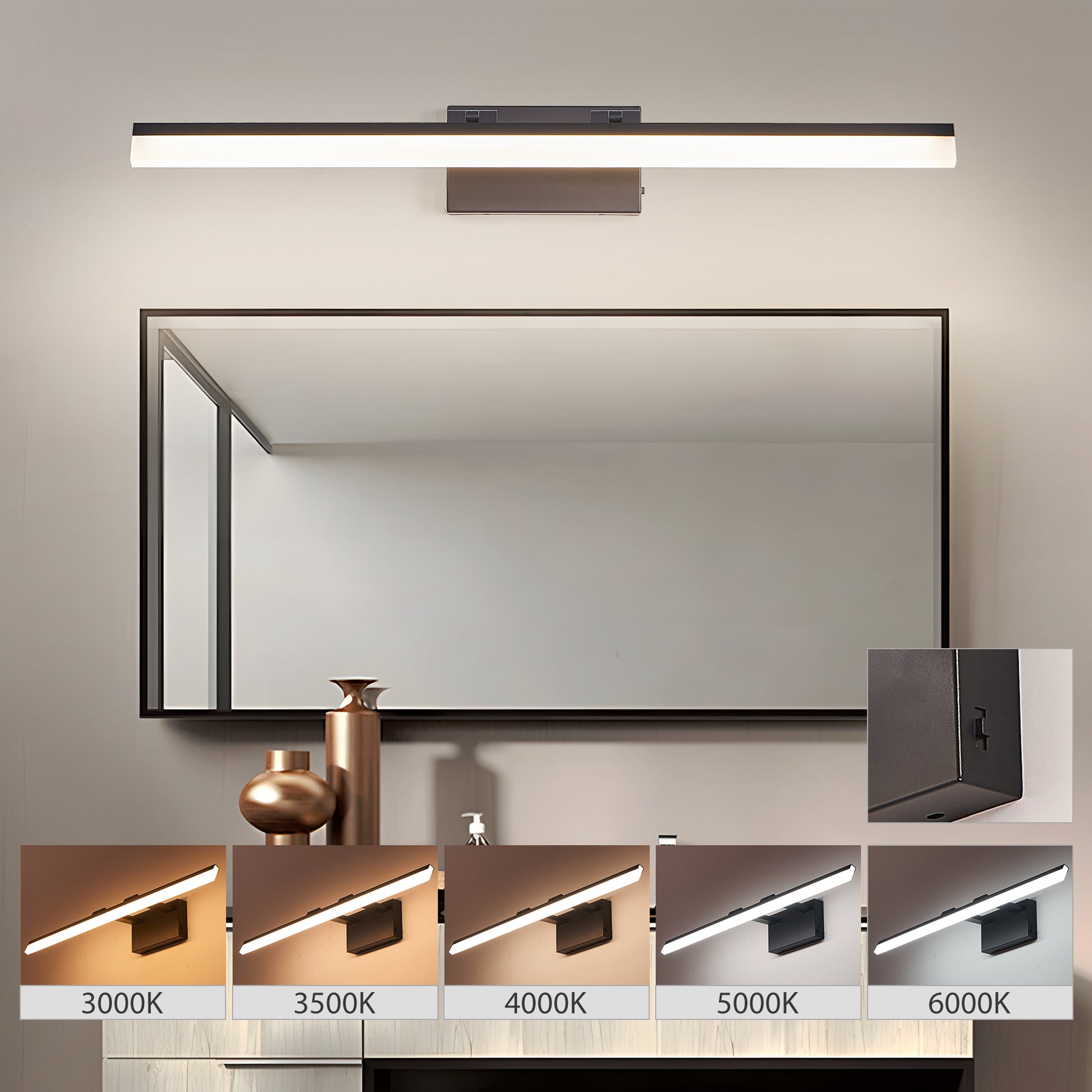 32" Black Metal LED Bathroom Vanity Light - view 3