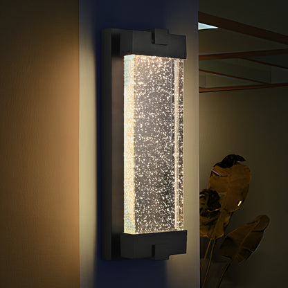 Black Bubble Crystal LED Outdoor Wall Light, 19"H