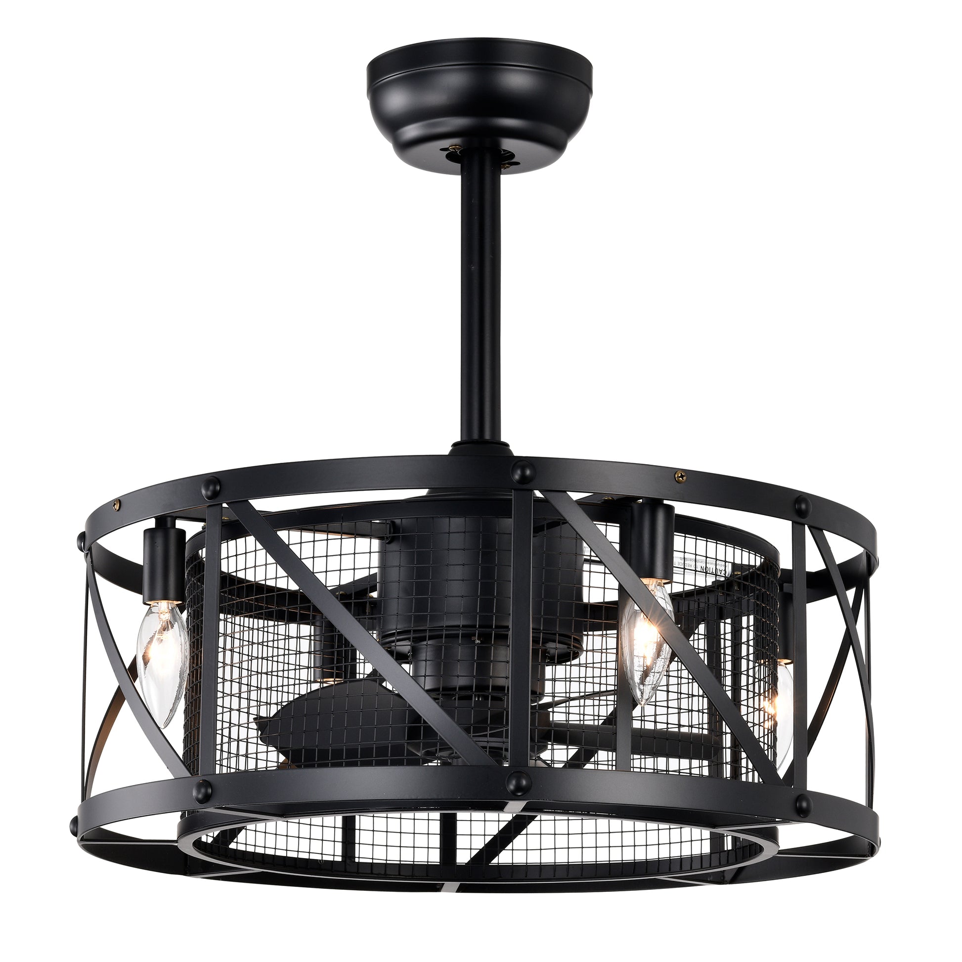 20" Matte Black Industrial Ceiling Fan with Remote
