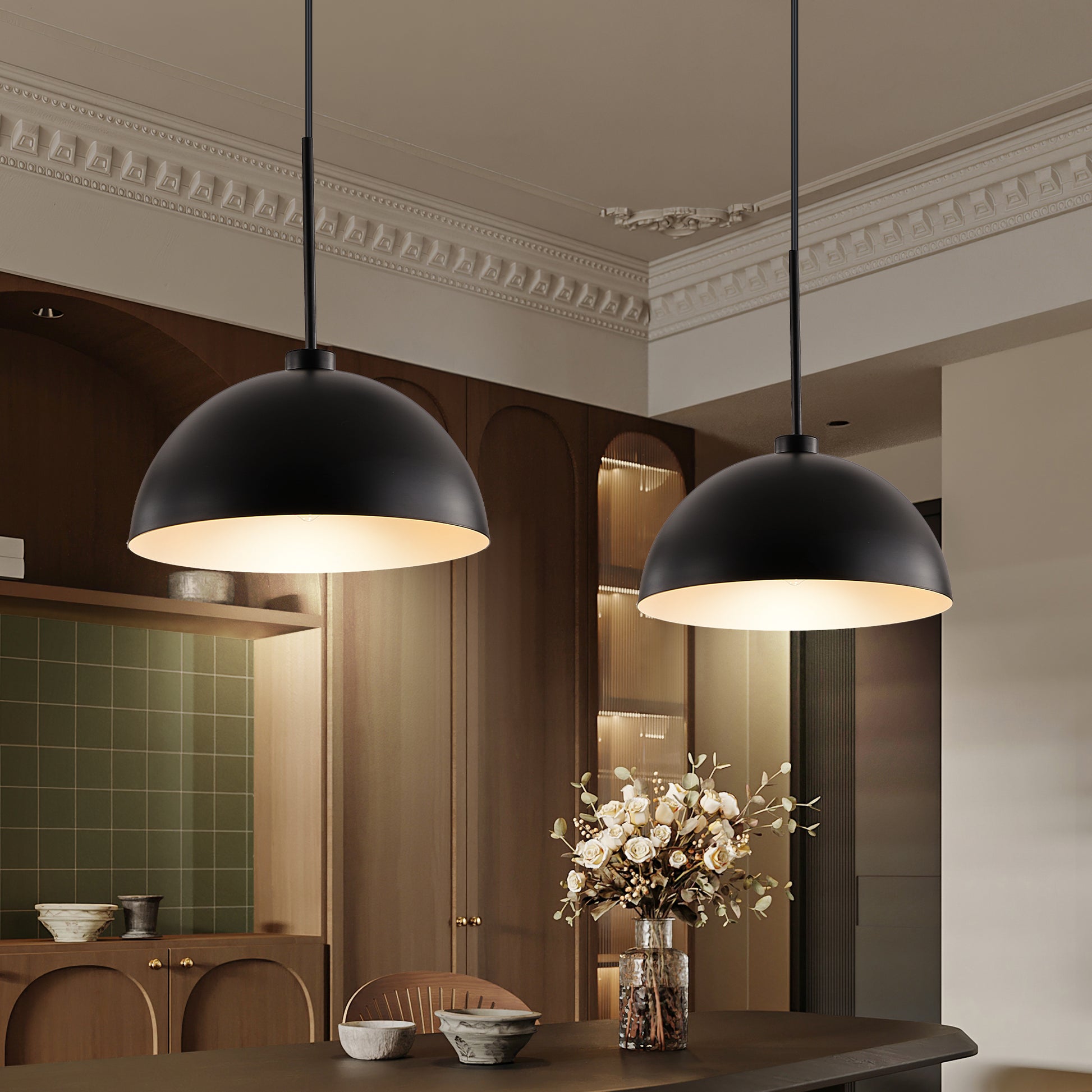 41" Matte Black Industrial Double Pendant Light - view 5