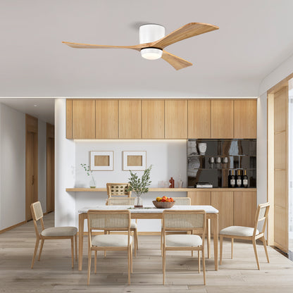52" Matte White & Natural Wood Ceiling Fan with Remote - view 2