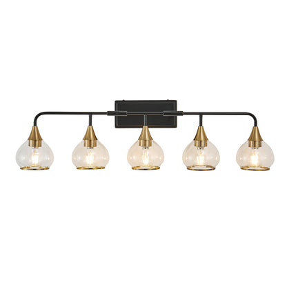 40" 5-Light Black & Gold Vanity Wall Light with Clear Glass - view 11