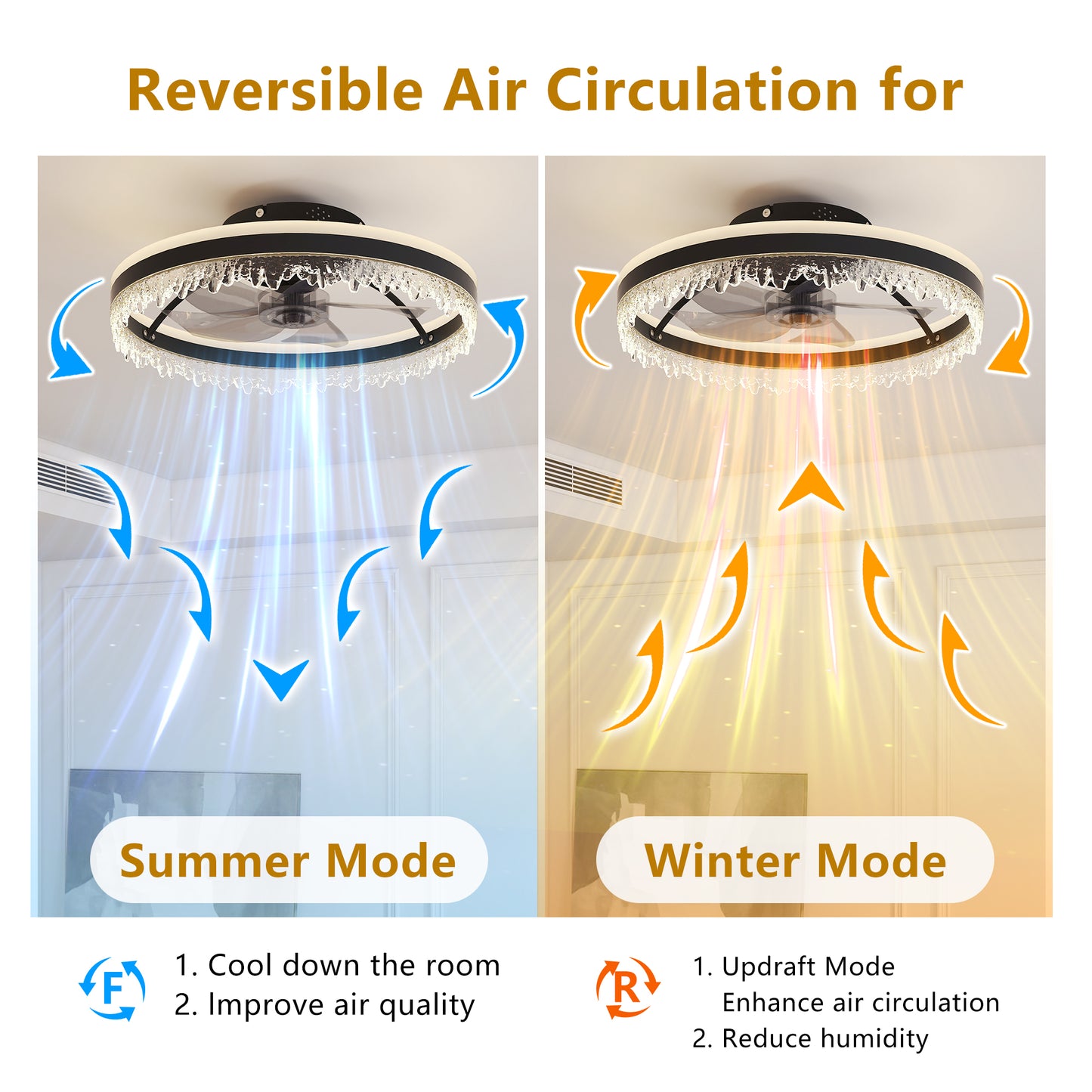 20" Black Smart Ceiling Fan with Light - view 3