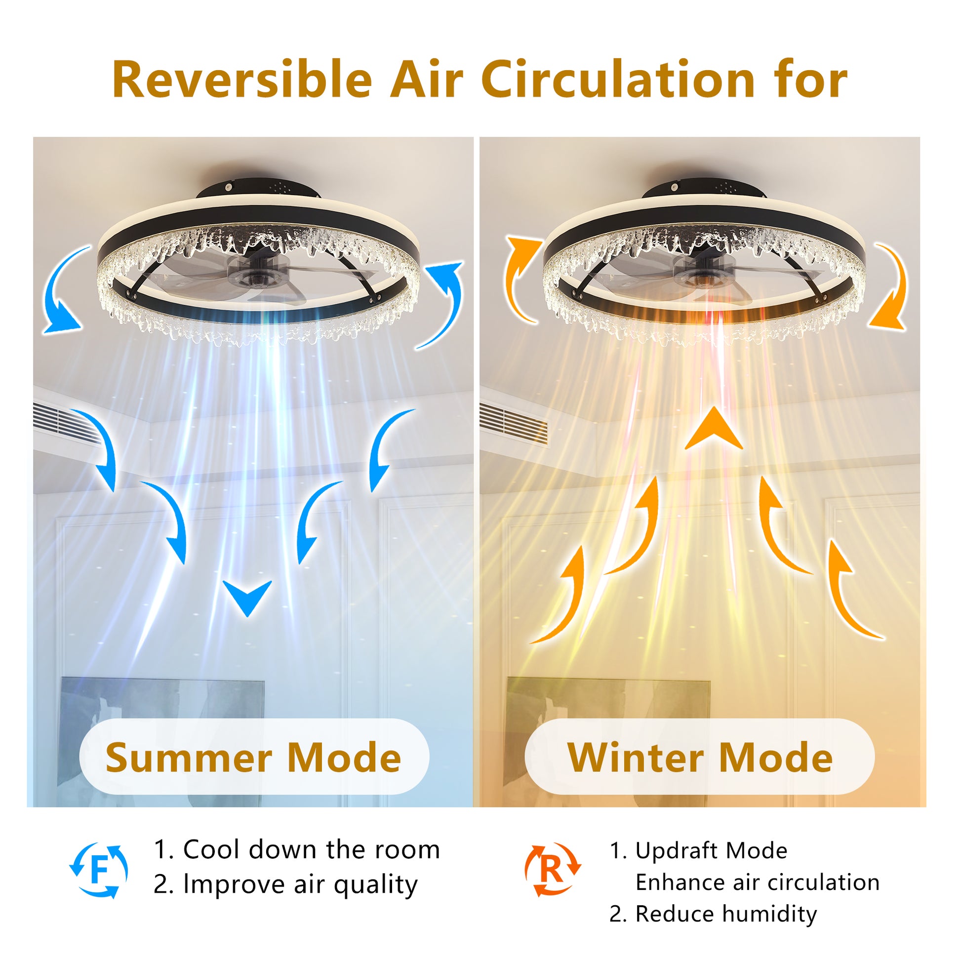 20" Black Smart Ceiling Fan with Light - view 3