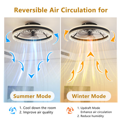 20" Black Smart Ceiling Fan with Light - view 3