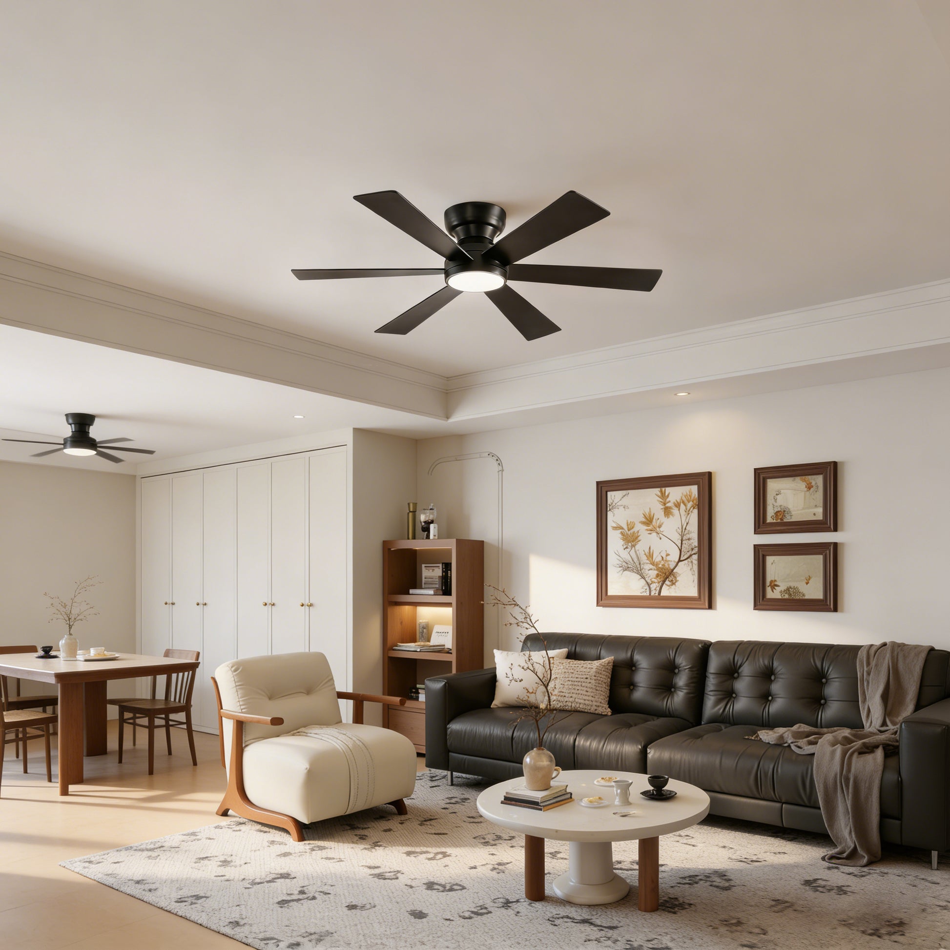 46" Matte Black Flush Mount Ceiling Fan with Remote - view 5