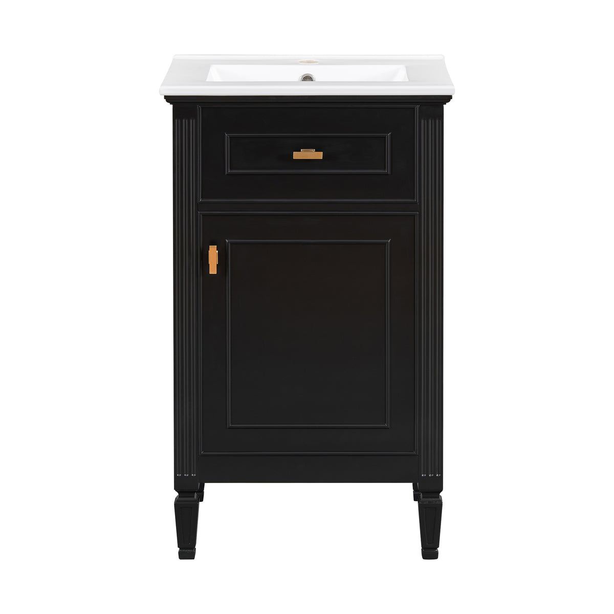 20" Black Bathroom Vanity with Ceramic Sink and Tilt-Out Drawer