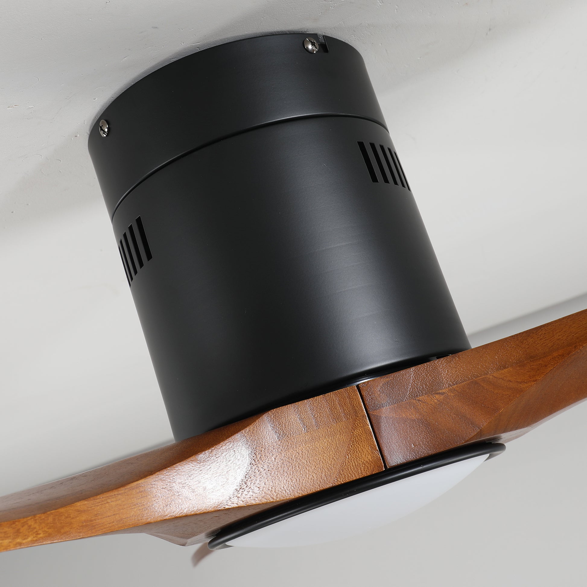 52" Matte Black & Wood Ceiling Fan with Dimmable LED - view 13