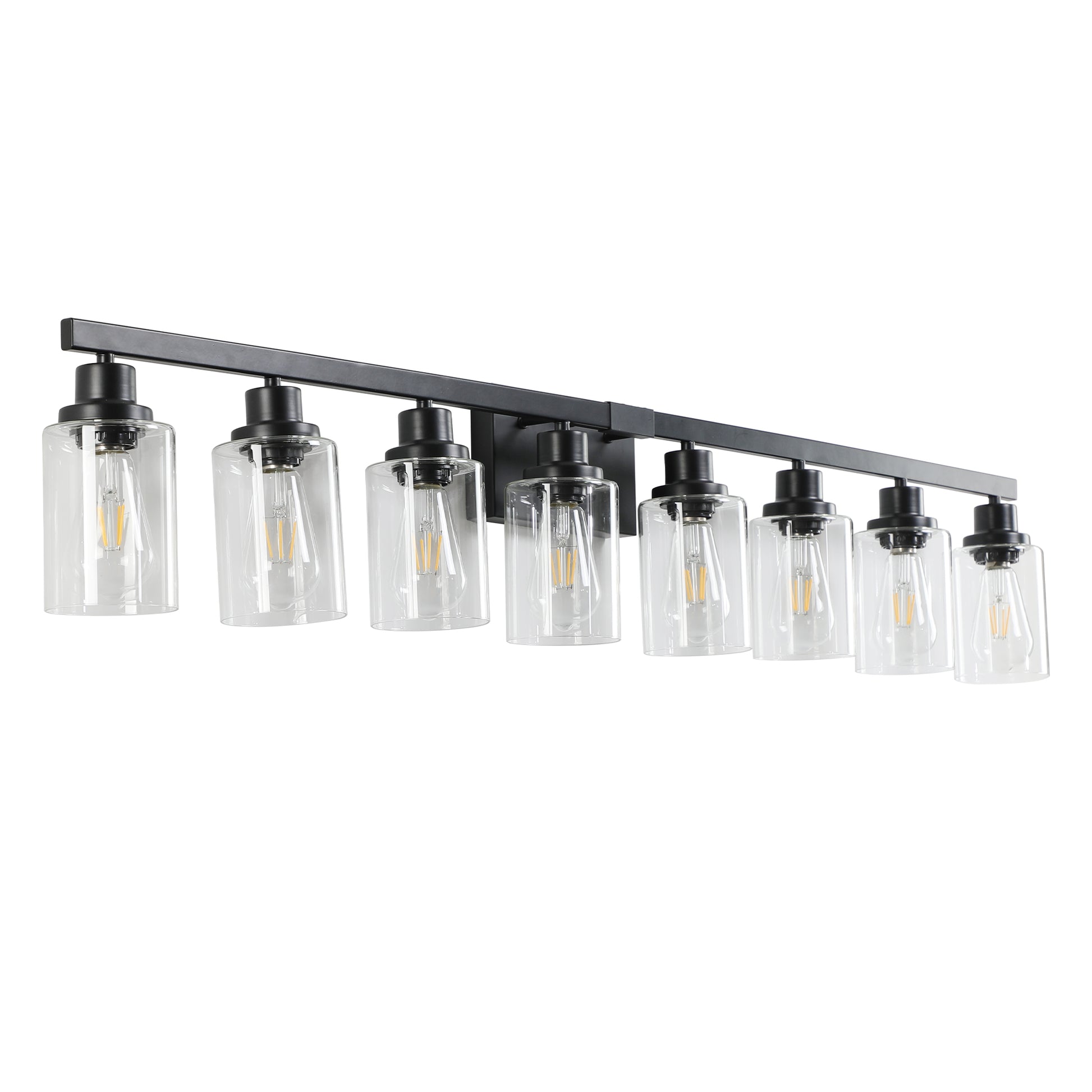 51" 8-Light Black Vanity Light with Clear Glass - view 9