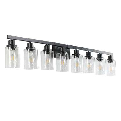 51" 8-Light Black Vanity Light with Clear Glass - view 9