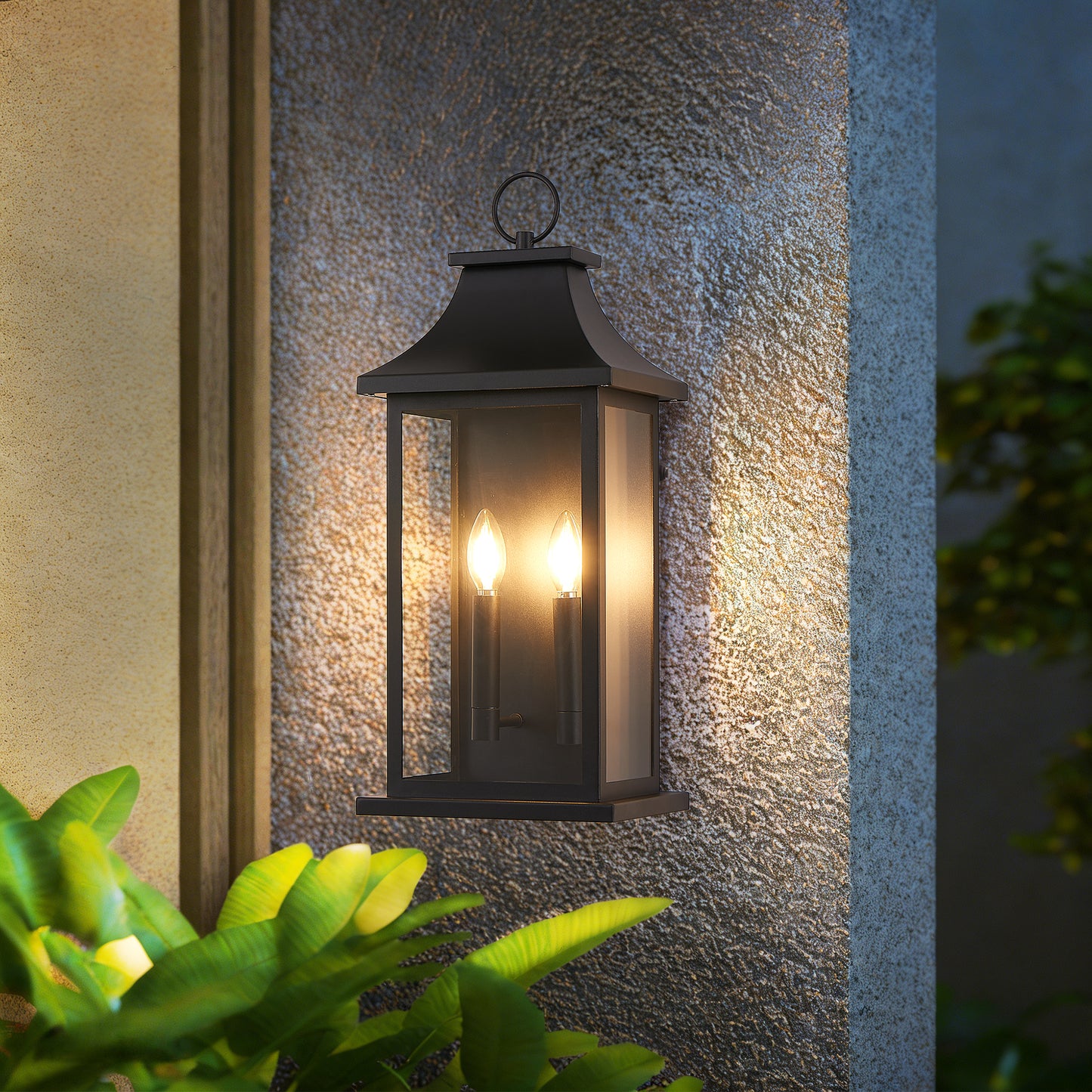22.2" Black Dusk to Dawn Outdoor Wall Light, Set of 2 - view 2