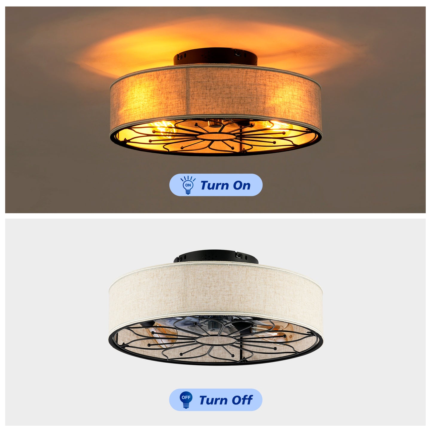 20" Lotus Fabric Bladeless Ceiling Fan with Remote - view 10