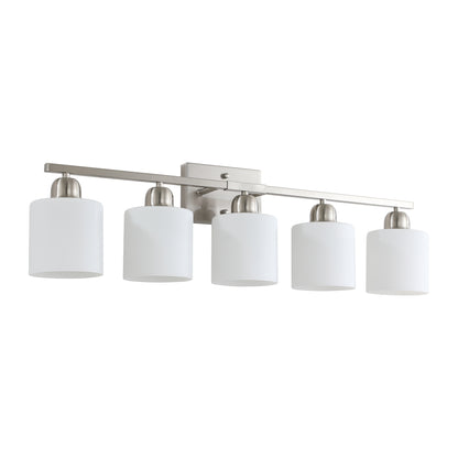 5-Light Brushed Nickel Vanity Wall Light with Frosted Glass - view 9