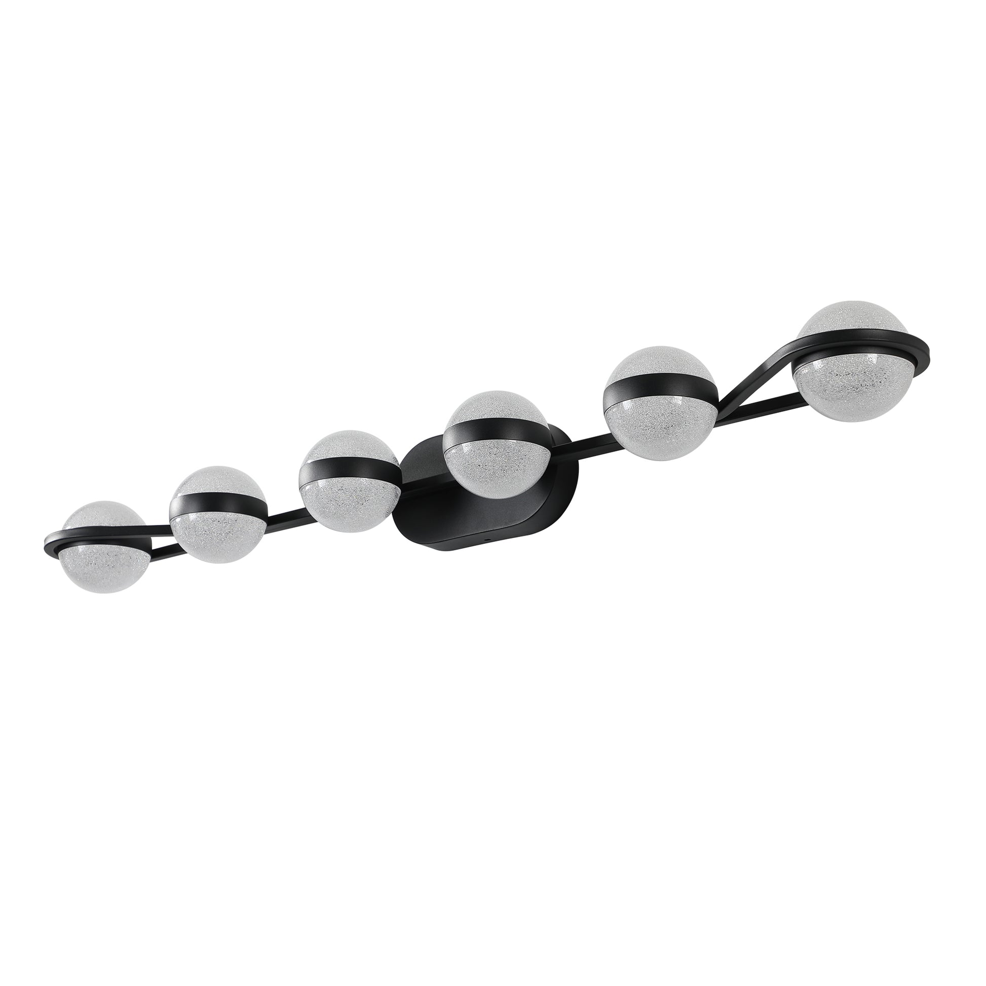 43" 6-Light Black LED Vanity Light with Crystal Sand Shades - view 11