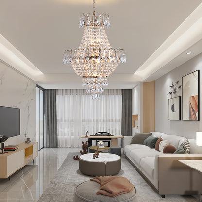 Large Contemporary Gold Crystal Chandelier - view 4