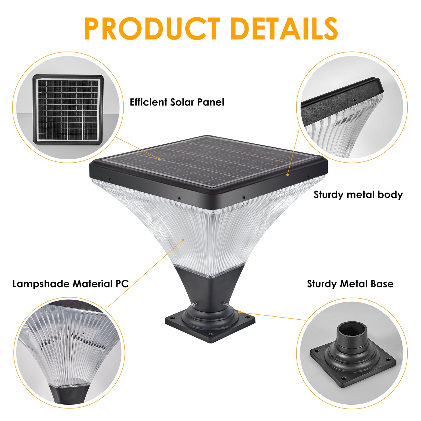 15" Black LED Outdoor Post Light with Remote - view 7