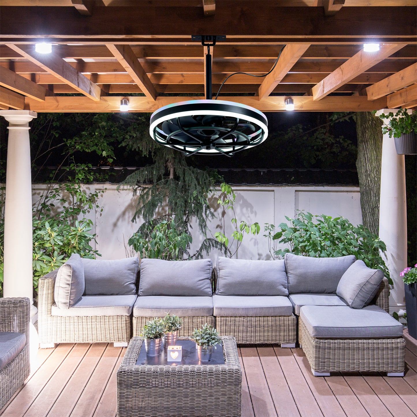 Matte Black Indoor Outdoor Ceiling Fan with Dimmable LED - view 5