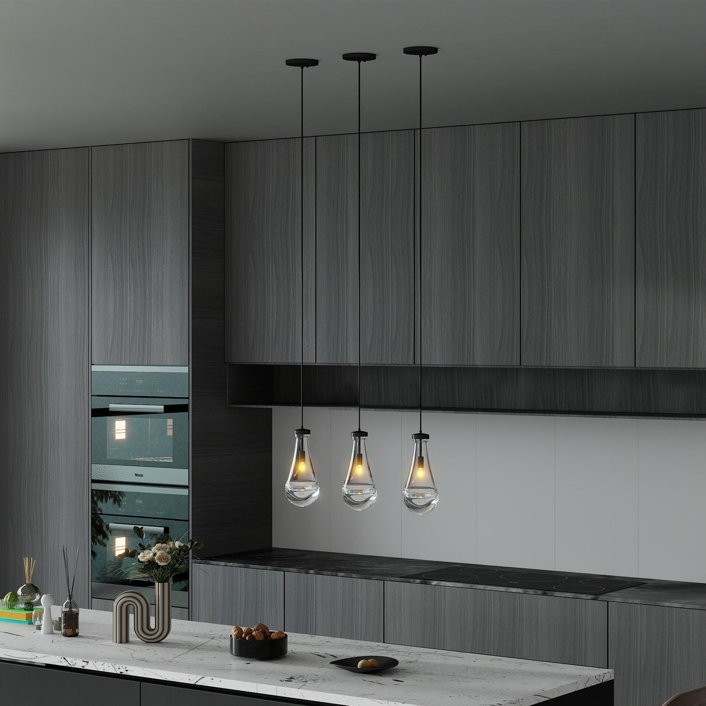 Modern Black Raindrop Pendant Chandelier