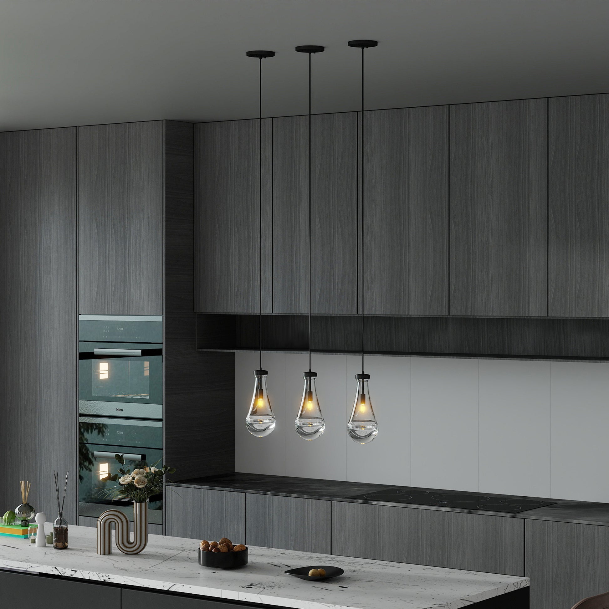 Modern Black Raindrop Pendant Chandelier