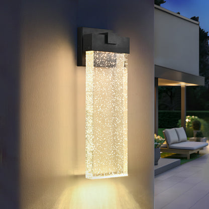 Black Bubble Crystal LED Outdoor Wall Light, 18"H