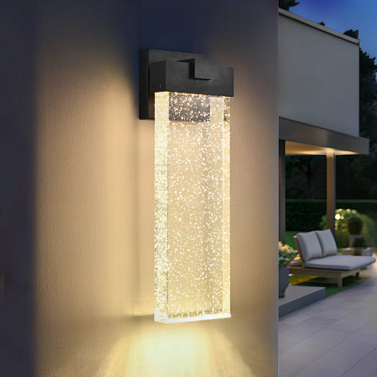 Black Bubble Crystal LED Outdoor Wall Light, 18"H