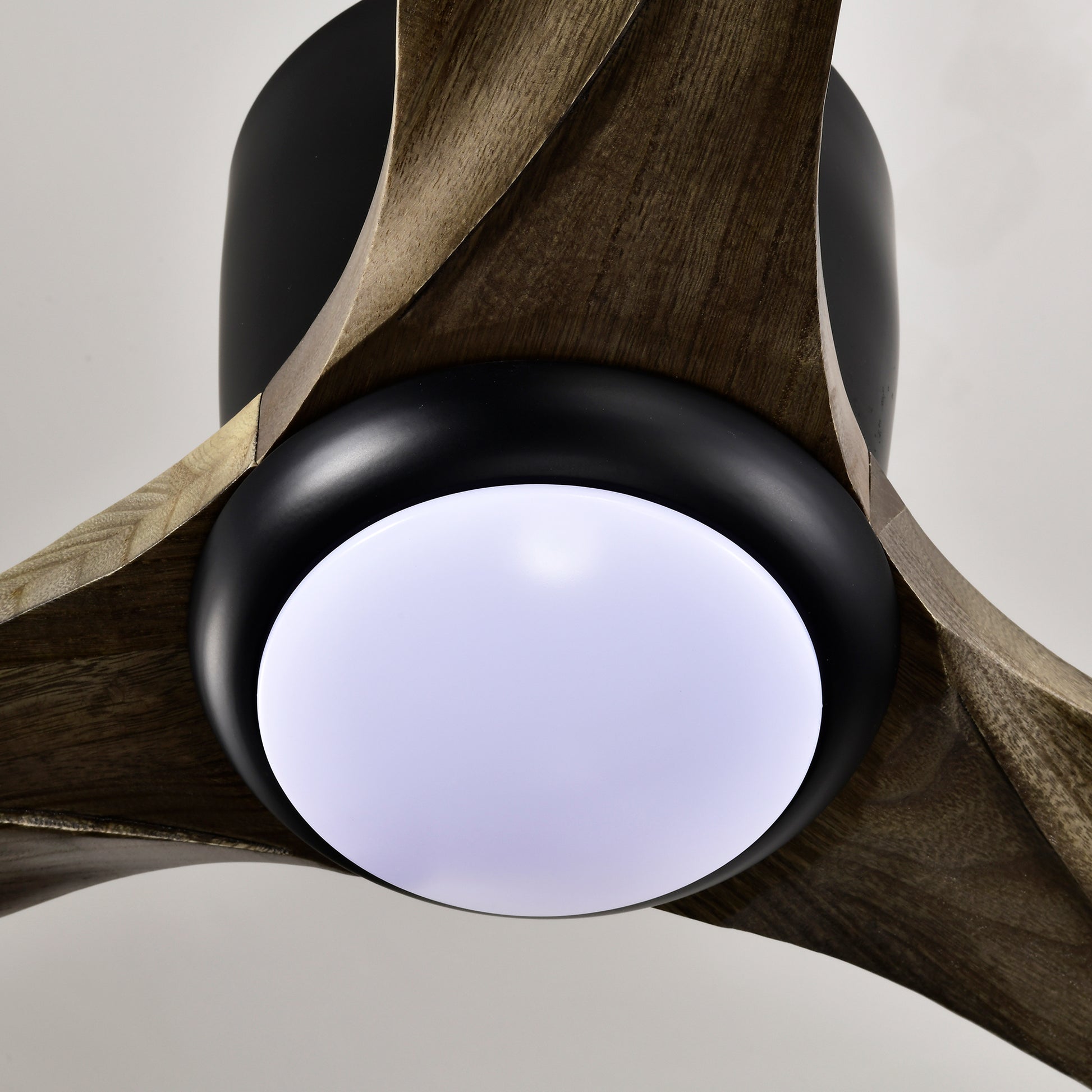 52" Matte Black Flush Mount Wood Ceiling Fan with Remote - view 15
