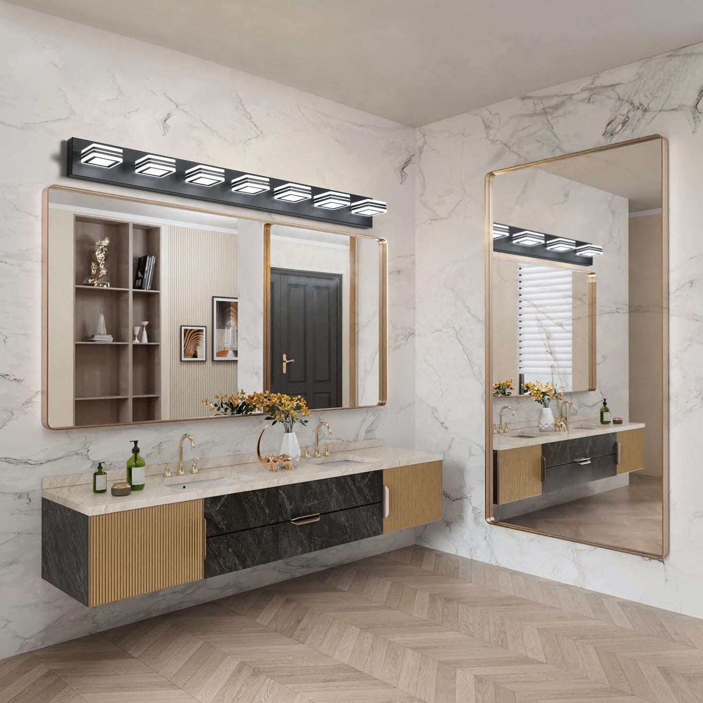 45" 7-Light Black LED Vanity Wall Light - view 4