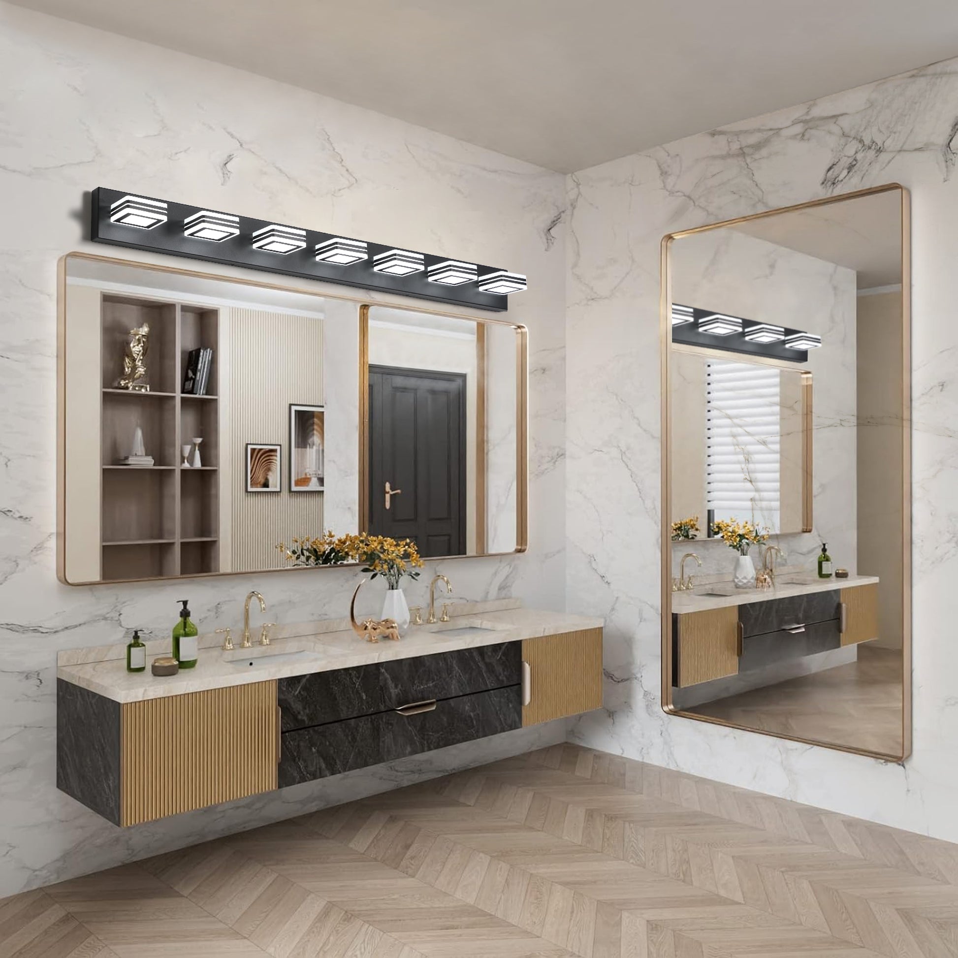 45" 7-Light Black LED Vanity Wall Light - view 4